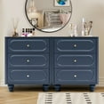 thumbnail image 7 of YOCWO 3 Drawer Nightstand for Bedroom Set of 2, Classic Chest of Drawers with Arc Edge, Blue, 7 of 7
