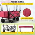 thumbnail image 4 of VEVOR Extra Large Collapsible Garden Cart with Removable Canopy, Folding Wagon Utility Carts with Wheels and Rear Storage, Wagon Cart for Garden, Camping, Grocery Cart, Shopping Cart, Red, 4 of 9