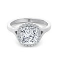 thumbnail image 2 of Margot - Moissanite Cushion Cut Lab Diamond Solitaire Engagement Ring With Halo, 2 of 5