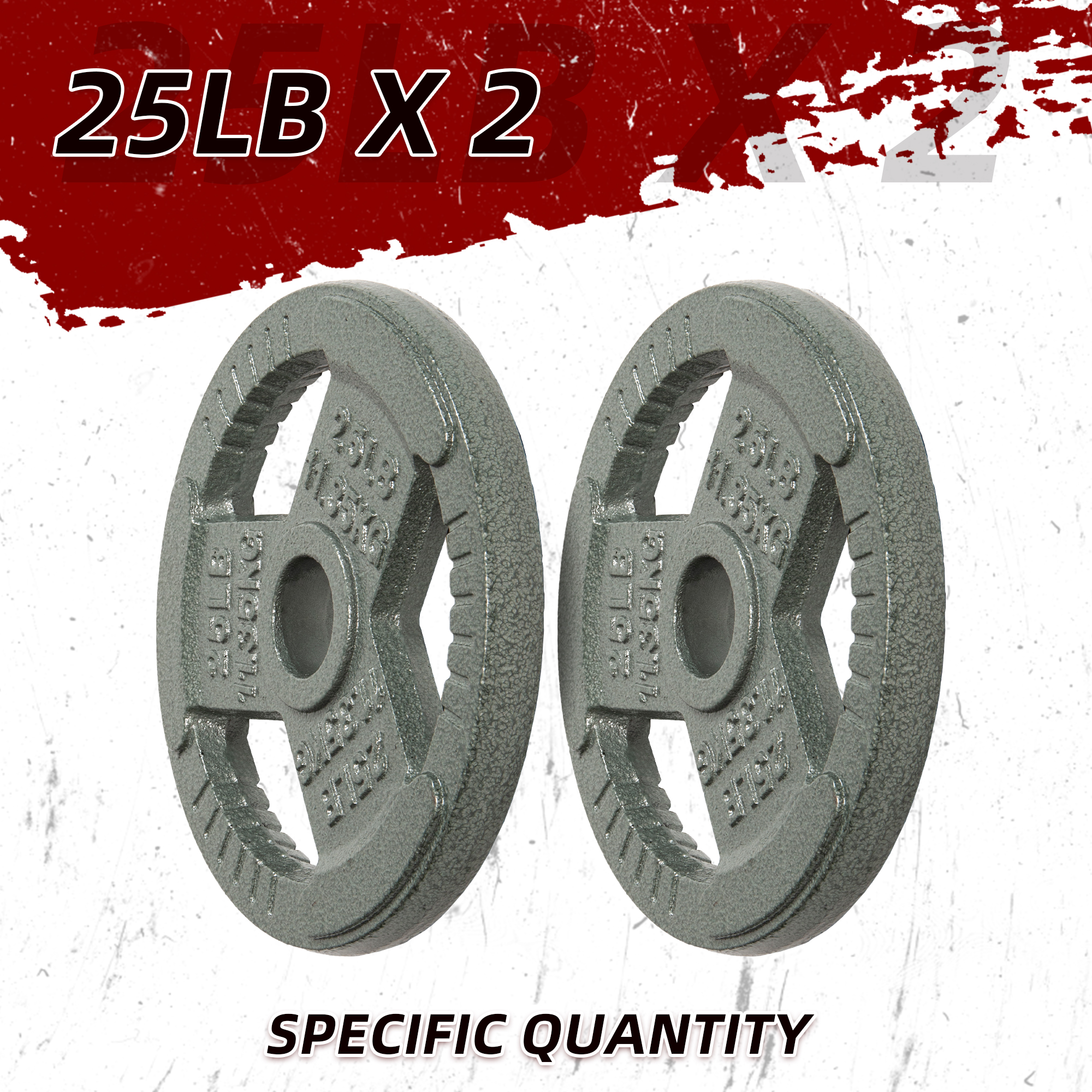 Signature Fitness Cast Iron Weight Plates for Strength Training, Fits 2-Inch Barbell, Multiple Size Options