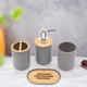 thumbnail image 4 of Juego de accesorios de baño: jabonera, loción, plástico y madera, cepillo de dientes gris 4 piezas, 4 of 8