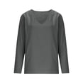 thumbnail image 5 of Lenago Shirts for Women V Neck Pullover Top Casual Loose Fitting Fashionable Long Sleeved Shirts Oversized Solid Color Blouses, 5 of 7
