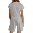 thumbnail image 5 of Tween Boys Pajamas Set Graphic Letter Print Crewneck Soft Short Sleeve Comfort T Shirt Top Shorts Set Summer Kid Sleepwear Tween Cute Pjs for Girls 11-12 Years, 5 of 6