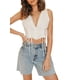 thumbnail image 1 of TRKIYQC Top corto de verano para mujer, camiseta sexy con cuello en V y cordones sin mangas, camiseta delgada, camisa base informal para citas y vacaciones TRKIYQC moderno, 1 of 5