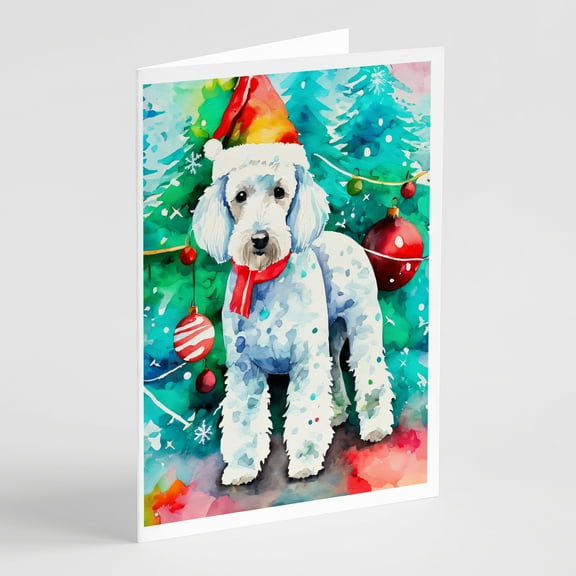 Bedlington Terrier Christmas Greeting Cards Pack of 8 7 in x 5 in