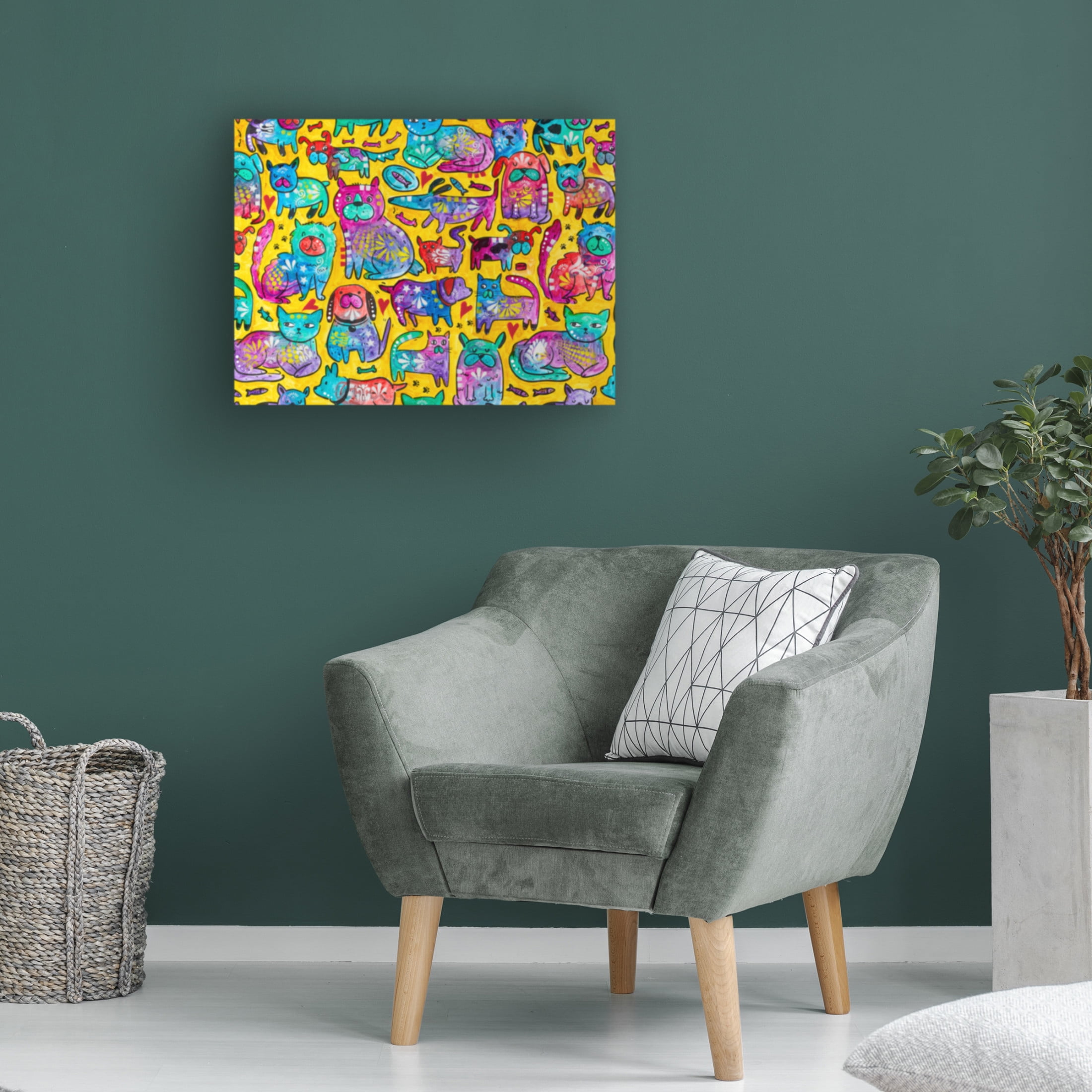 Canvas Wall Art - Dean Russo 'Puppers and Kittehs' Wall Art for Living Room, Bedroom, or Office Décor by Trademark Fine Art - 24 x 18 Inches