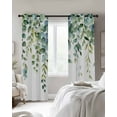 thumbnail image 4 of Eucalyptus Green Blackout Curtains for Bedroom Living Room Darkening Curtains 84 Inch Length 2 Panels Set Gradient Leaves Retro Watercolor Plant Window Curtain Window Treatment Grommet Drapes 52"x84", 4 of 9