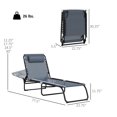 thumbnail image 3 of Folding Chaise Lounge Chairs Set of 2, 4-Position Reclining Patio Chairs, Mesh Sun Tanning Lounger for Beach, Poolside, Yard, Gray, 3 of 9