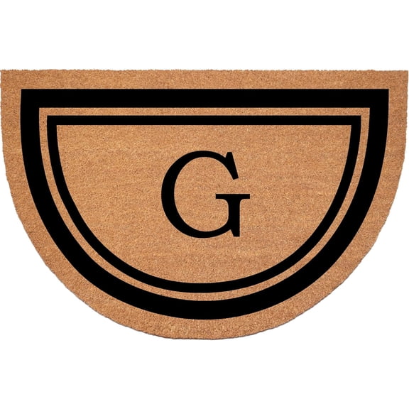 Calloway Mills 152962436HC G Half Circle Black Border 24" x 36" Monogram Doormat (Letter G)