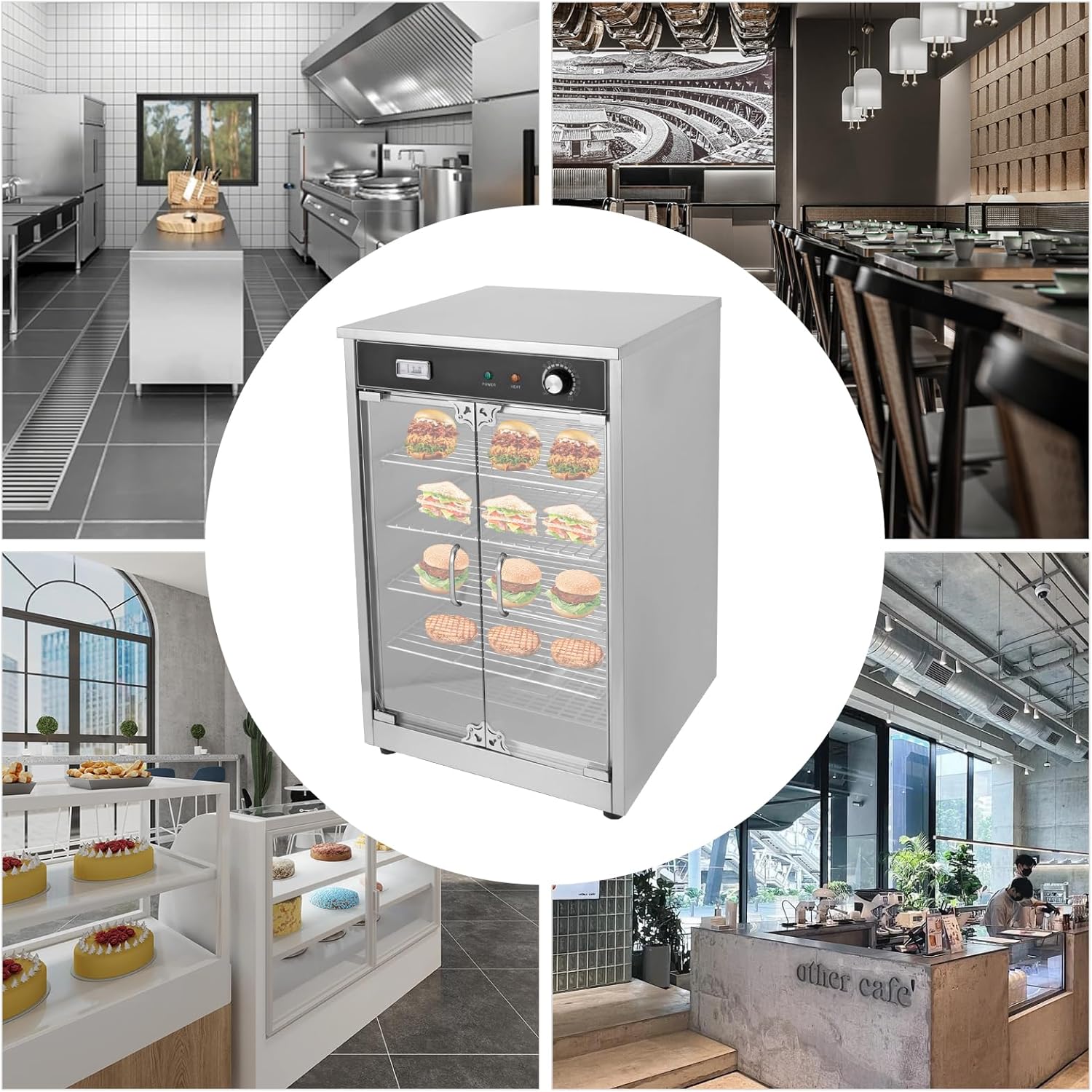 5-Shelf Electric Commercial Hot Box Food Warmer for Pizza,Countertop Heated Holding Cabinet,110V, 600W Food Warmer for Catering, with Thermometer and Adjustable Thermostat