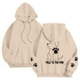 thumbnail image 3 of Cnbwig Women's Sweatshirts Trendy Hoodie Oversized Hooded Dog Paw Printed Sweatshirt Long Sleeve Pullover Soft Fleece Loungewear Streetwear Top Shirts Tops Casual Blouses A-Khaki M, 3 of 6