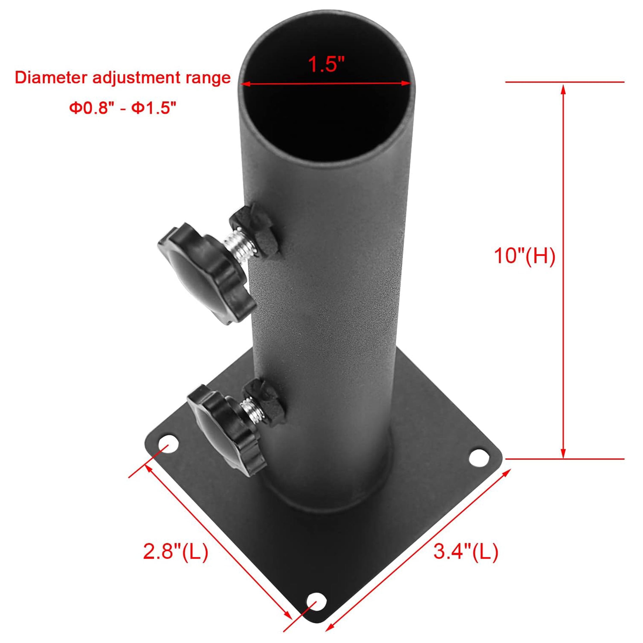 VANROUG Patio Umbrella Base Heavy Duty Umbrella Holder Outdoor Umbrella Base Stand Mount Double Hand-Turn Knob for Deck,Patio, Dock,Boat,Courtyard Balcony,Garden,Pontoons,Picnic Table