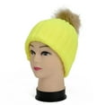 thumbnail image 2 of Dyfzdhu Women Winter Warm Knitted Cute Rabbit F-Ur Ball Yarn Hat Yellow, 2 of 5