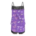 thumbnail image 4 of 2 PC Pajamas for Women Womens Sexy Valentine's Day Printing Lace Sling Sleeveless Tank Tops Splicing Shorts Casual Set qILAKOG Size L, 4 of 5