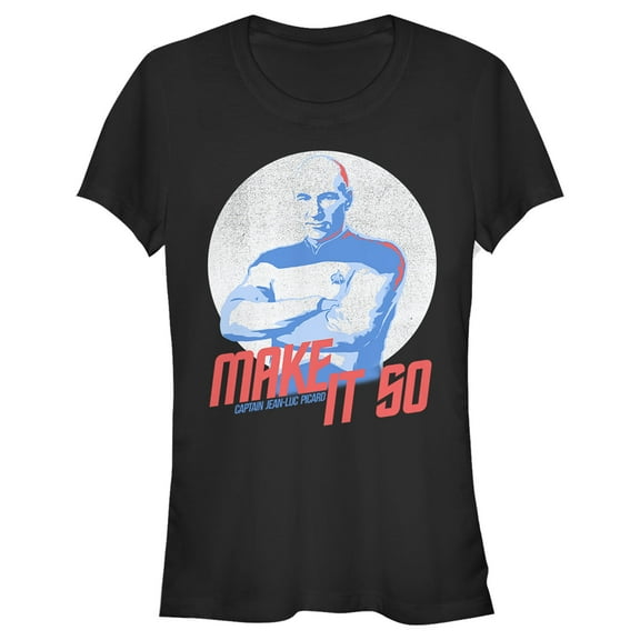 Junior's Star Trek: The Next Generation Captain Jean Luc Picard Make It So Graphic Tee Black Large