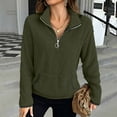 thumbnail image 6 of yoeyez Womens Sherpa Pullover Sweatshirts Half Zip Fleece Jacket Mock Neck Long Sleeve Cute Winter Coats with Pockets Army Green,L, 6 of 7