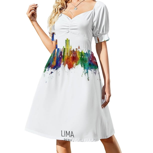 Vestido de manga corta con silueta de horizonte de Lima Perú vestidos de verano para mujer Vestidos de verano para mujer