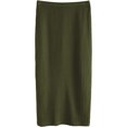 thumbnail image 1 of Women's Basic Plain Stretchy Ribbed Knit Split Full Length Skirt Verde militar G Verde militar G Xishao ropa, 1 of 2