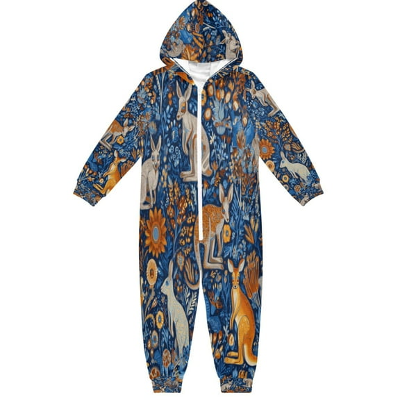 Soft Big Kids Onesie Pajamas Cozy Loose-Fit Jumpsuits for kids with Pockets for Christmas Lounge & Play Kangaroos and Koalas Animals