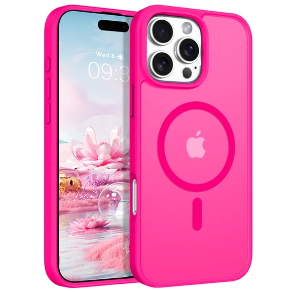for iPhone 16 Pro Case Super Magnetic [Compatible with MagSafe] TPU Protective Translucent Matte Smooth, phone case for iPhone 16 Pro, Hot Pink