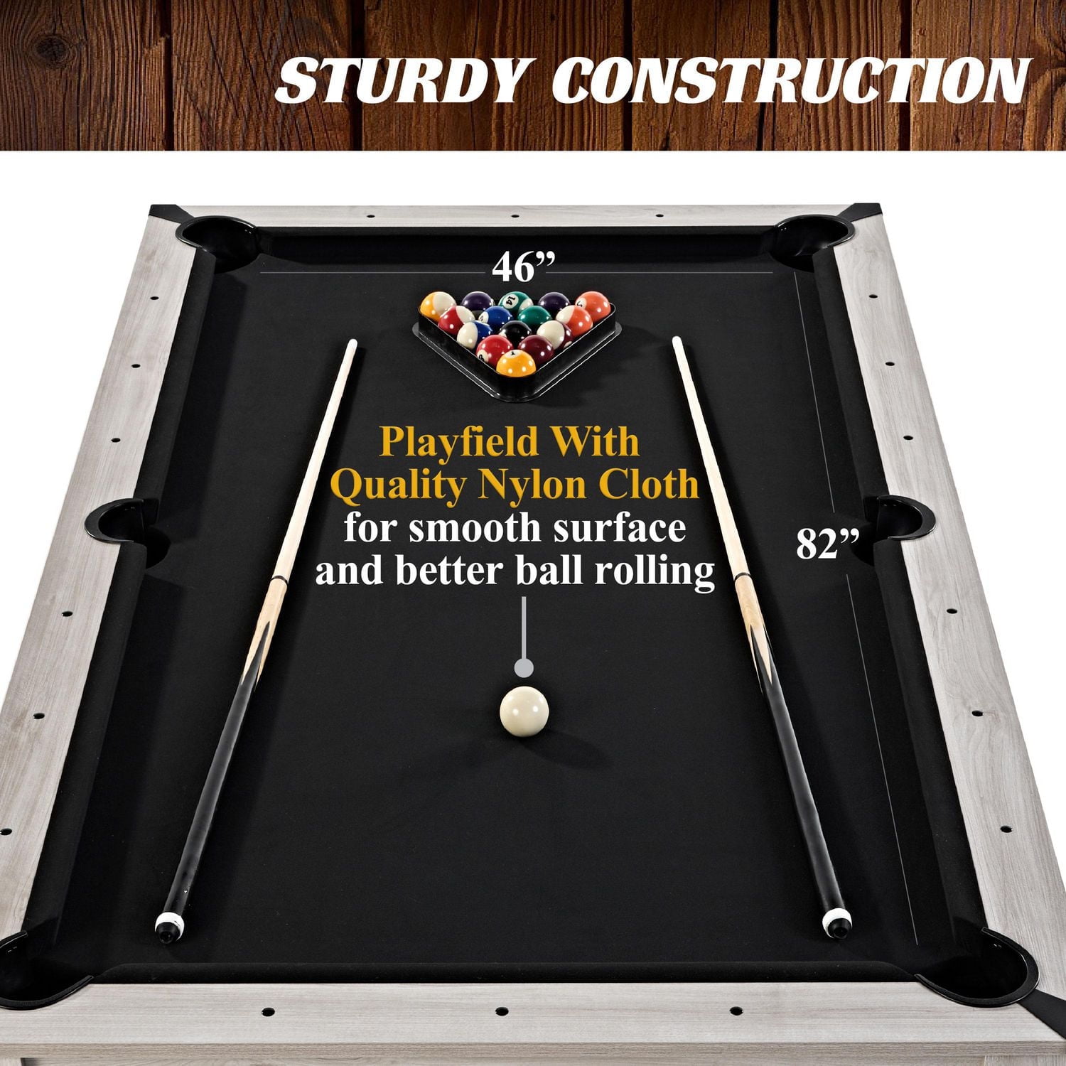 Table 3-en-1 Barrington Monteray : billard, tennis de table et salle à manger avec accessoires + chariot de rangement