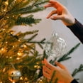 thumbnail image 4 of Clear Glass Christmas Ornaments White Sequin Baubles Hanging Balls 3.15x3.54 Inch Xmas Tree Decorations Holiday Glass Ball Decorations, 4 of 5