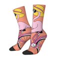 thumbnail image 1 of Fotbe Flamingo Riding a Bicycle Pattern Long Socks for Men & Women – Breathable & Stretchy Compression Socks, Ideal for Running, Travel, and Everyday Wear Size 5-11, 1 of 6