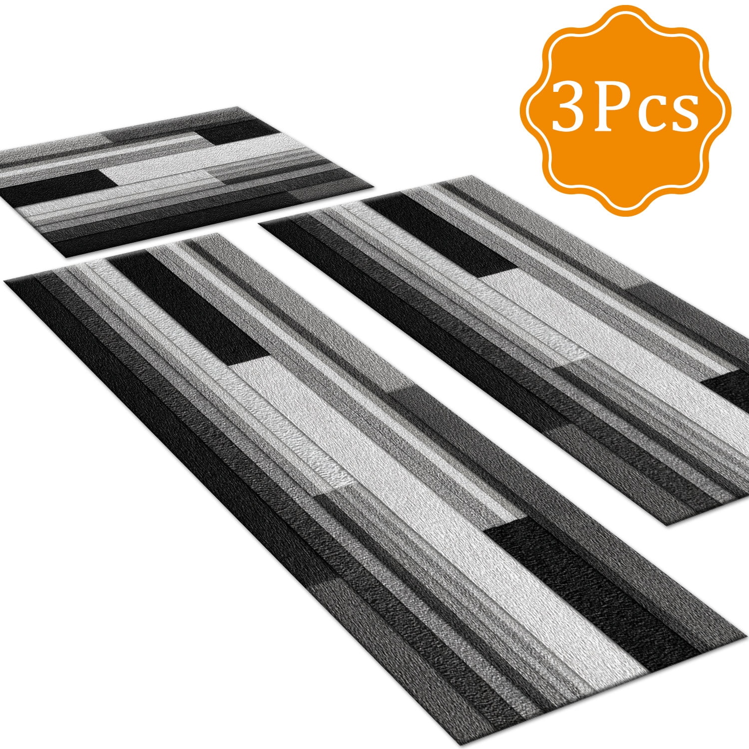 3 Piece Kitchen Rug Set, Non-Slip And Washable, Abstract Pattern Kitchen Hallway Rug, Soft And Comfortable, Suitable For Sinks, Floors, Entrances, Hallways and Bathrooms