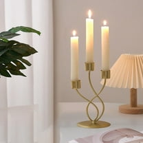 Gold Brass Candlestick Holders Set Metal Taper Candle Holders Vintage Pillar Candle Stick Holder Housewarming Gift for Wedding Table Centerpiece, Dinning, Party, Christmas, Home Decor