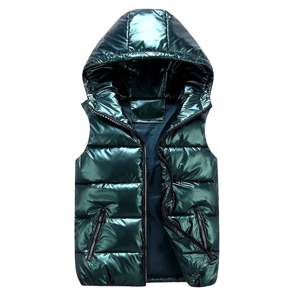 Fgnfyis Boys Autumn Winter Solid Composite Zipper Vest Jacket Sleeveless Pocket Outerwear for Youth Green 3-4 Years