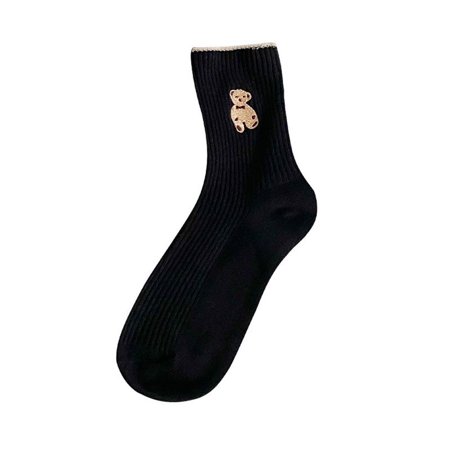 New Woman Absorb Sweat Breathable Keep Warm Fashion Bear Socks Sweet Stockings Clothing Accesories Tube Socks BLACK