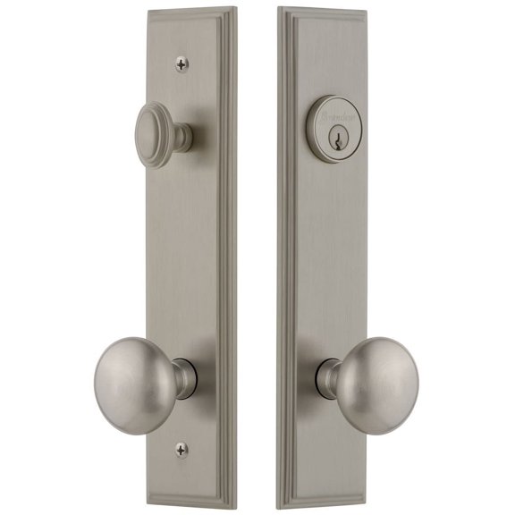 Grandeur Carfav_Tp_Eset_234 Carre Solid Brass Tall Plate Single Cylinder Keyed Entry Set -