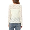 thumbnail image 3 of INSPIRE CHIC Jacquard Blouse for Women's Boat Neck Long Sleeve Fall Sheer Knit Top L Beige, 3 of 5