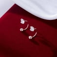 thumbnail image 4 of Sterling Silver CZ Half Hoop Earrings for Women Teens CZ Open Hoop Earrings Huggie Cartilage Helix Piercing Ball Screw Backs, 4 of 10