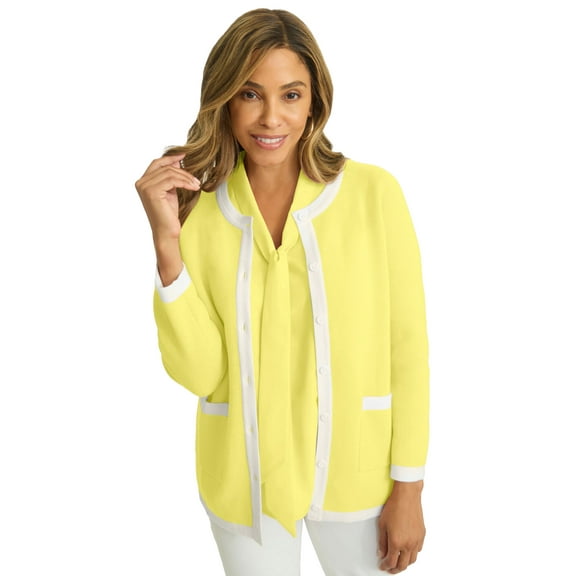 Jessica London Women's Plus Size Tipped Boxy Cardigan
