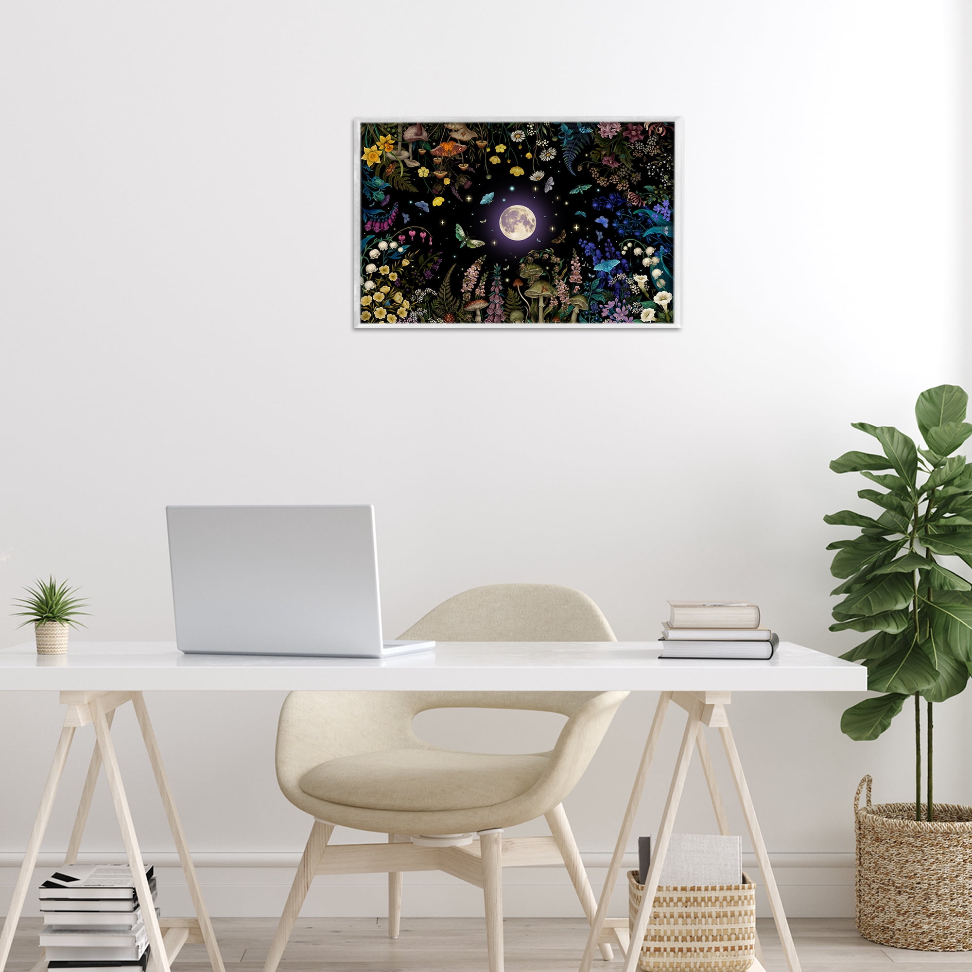 Stupell Industries Night Garden with Moth White Framed Giclee Art, design by Episodic Drawings