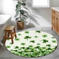 thumbnail image 3 of Round Area Rug 4 Ft, St. Patrick's Day Washable Non-Slip Circle Carpet for Living Room/Bedroom, Spring Green Botanical Lucky Clovers Low-Profile Crawling Mats Collection Rugs for Indoor, 3 of 8