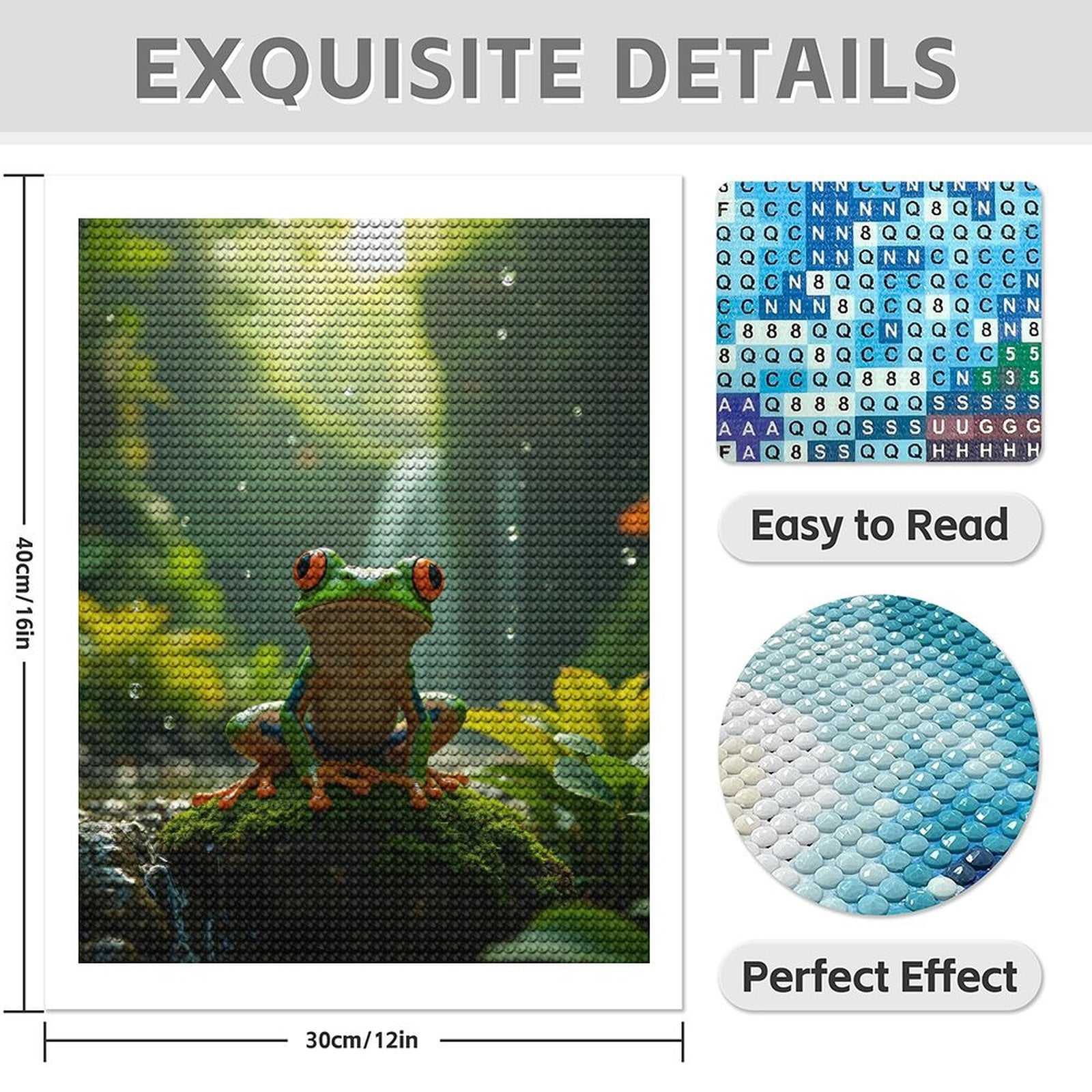 Diamond Art Kits for Adults - 5d Jungle Frog On Mossy Rock Diamond Painting for Adults, Diamond Art for Adults Beginners, Diamond Painting Kits for Adults for Home Wall Decor