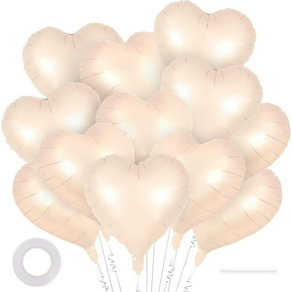 12 Pcs Red Heart Balloons,18 Inch Heart Foil Balloons Love Balloon Valentine Balloon for Birthday Party Wedding Engagement Party Baby Shower Valentine Day Decorations (red)