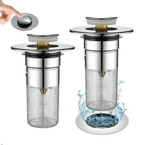 BTideas Sink Stopper Hair Catcher,2 Pcs Pop Up Sink Drain Stopper with Removable Strainer Basket