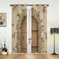thumbnail image 2 of 2 Panels Brown Wooden Door Stone Brick Retro Window Curtains Home Decoration Living Room Curtains Kid's Room Cortinas For Kitchen Bedroom, 2 of 7