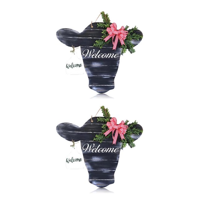 Yuarrent Cartel de bienvenida para colgar en la puerta, tablero decorativo para porche de jardín, decoración rústica, decoración de negro 2piezas