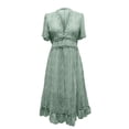 thumbnail image 4 of Vestido largo con volantes y manga corta para mujer - Escote en V profundo con estampado floral, cintura elástica, estilo boho veraniego, 4 of 7