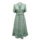 thumbnail image 4 of Vestido largo con volantes y manga corta para mujer - Escote en V profundo con estampado floral, cintura elástica, estilo boho veraniego, 4 of 7