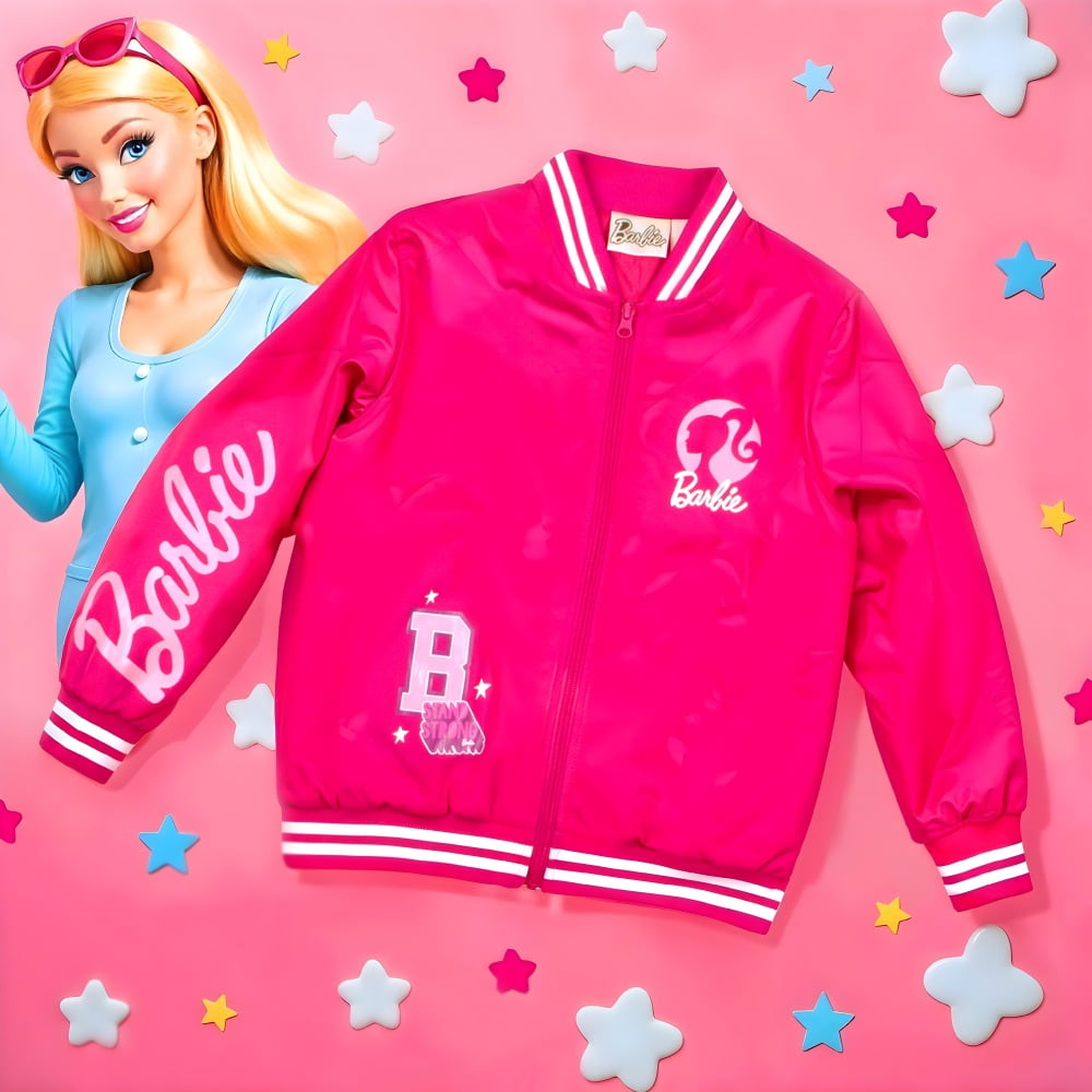 平成00s skybomberダウンジャケットピンクワッペン平成ギャル女児服 Barbie - Brandclub - Girls Bomber Jacket, Zip-Up Bomber