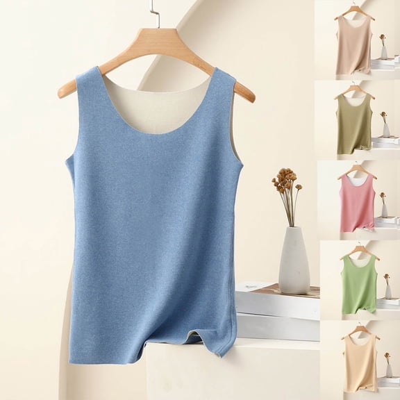 Htigea Thin Fleece Tank Tops Women Underwear Tops Sleeveless Undershirt for Women Cotton Camisole Base Layer Army Green,XL