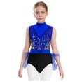 thumbnail image 2 of YiZYiF Girls Sparkly Sequins Mesh Splice Jazz Latin Dance Leotard Ballet Gymnastics Skating Bodysuit Royal Blue 14, 2 of 6