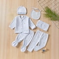 thumbnail image 2 of CAUYDY Preemie Girls Outfits Newborn Boys Fall Winter Clothes Baby Layette Long Sleeve Shirt Warm Hat 2Pants Bib 5Pcs Cotton Set for Unisex Infant Sizes 0-3 Months,Blue, 2 of 6