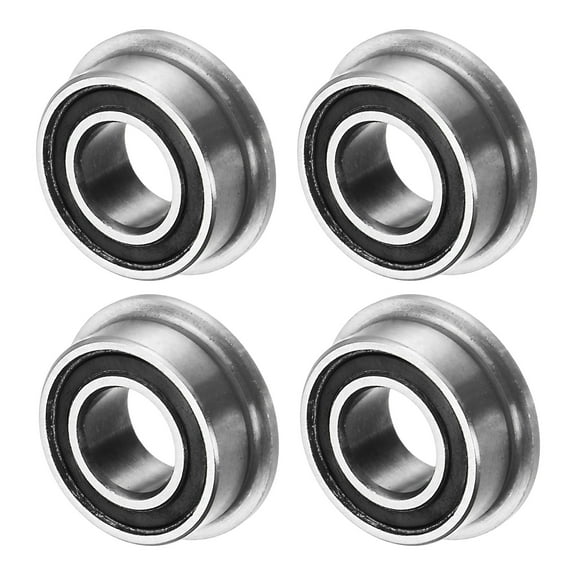 Uxcell 4-Pack MF105-2RS Flanged Ball Bearing, 5x10x4mm Rubber Sealed Chrome Steel for Wheelbarrow