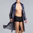 thumbnail image 2 of MYG Mens Satin Silk Luxury Pajamas Kimono Bathrobe Robe Dressing Gown Pjs Loungewear, 2 of 9